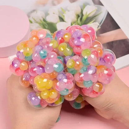 Rainbow Sensory Stress Relief Ball Squishy 3D Fidget Toys for Adults Kids Anti-Anxiety Silent Non-Toxic Toy for Office Classroom