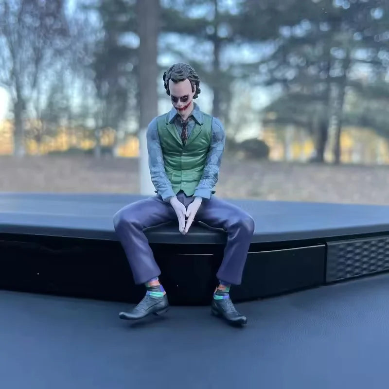 10cm Roof Decoration Joker Heath Ledger Sitting Posture Figures Car Doll Tail And Roof Pendant Model Statue Collectable Toys