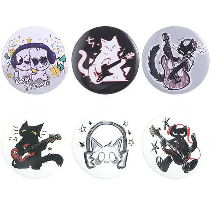 Funny Tinplate Pins Set Cats Dog Memes Dreamy Stars Collection Brooches Sweet Strawberry Musicial Note Badges Jewelry Gift