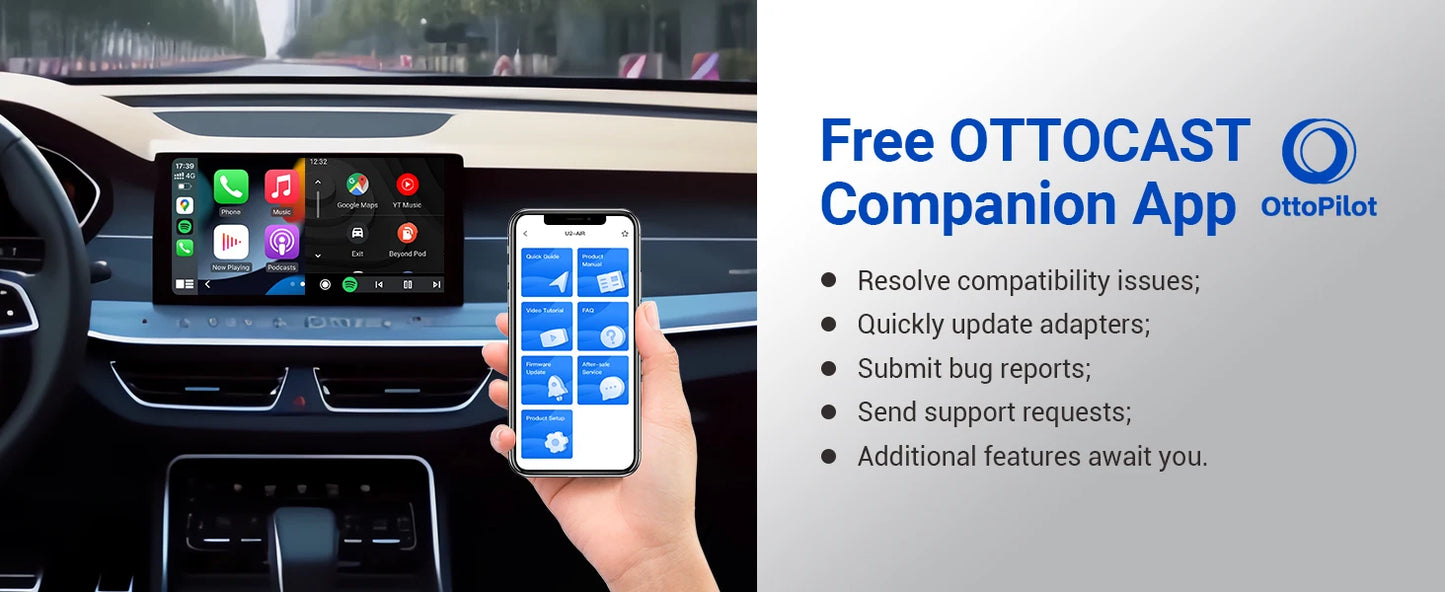 OTTOCAST Play2Video Pro Android Ai Box Pro Built in YouTube Netflix Tiktok IPTV Wired to Wireless CarPlay Car Accessories