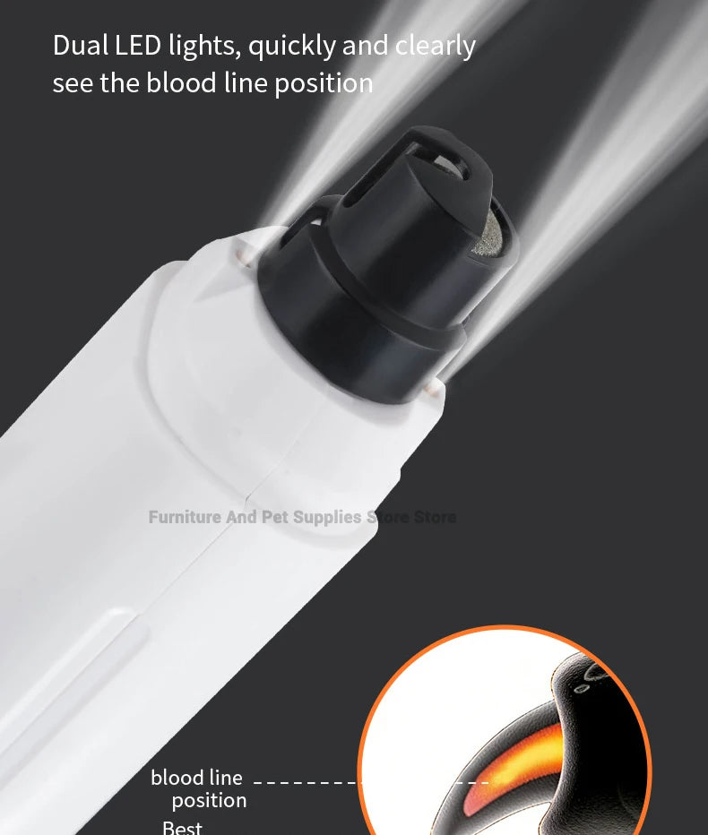 Electric 6-speed adjustable pet nail polisher large/small dog nail clipper 2 LED lights rabbit cat paw nail beauty accessories
