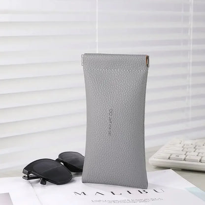 Litchi Magnetic Automatic Closing Glasses Bag Men Women Fashion Portable Soft PU Leather Reading Sunglasses Protective Pouch