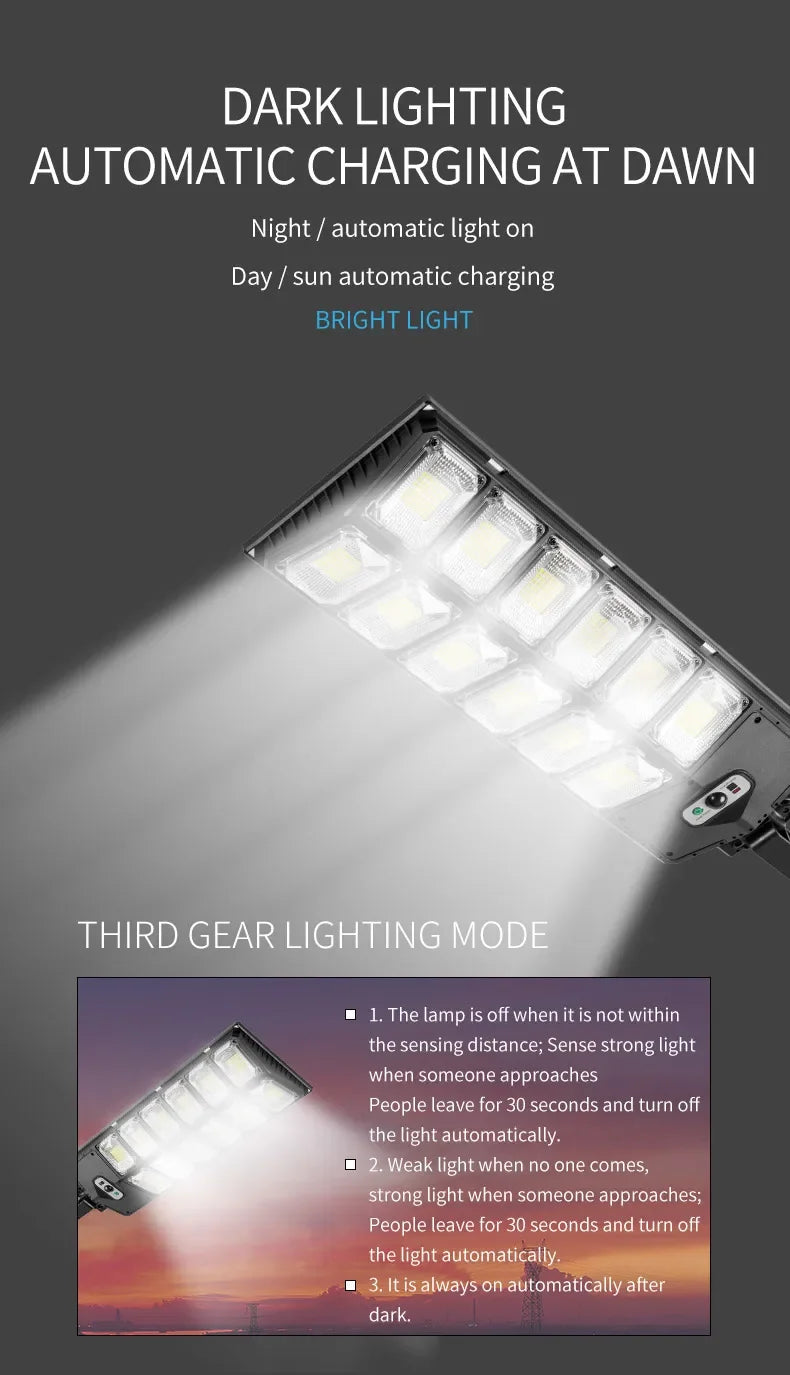 LED Super Bright Outdoor Solar Powered Lamp Waterproof Motion Sensor Human Induction Solar Garden Light Yard Garage Light