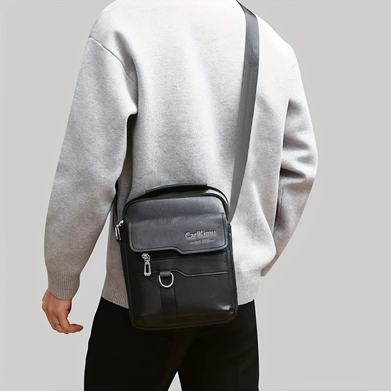 Sleek Multi-color Faux Leather Crossbody Bag Adjustable-strap Lightweight for Daily Commute Casual Stylish Functional Men’s Bag