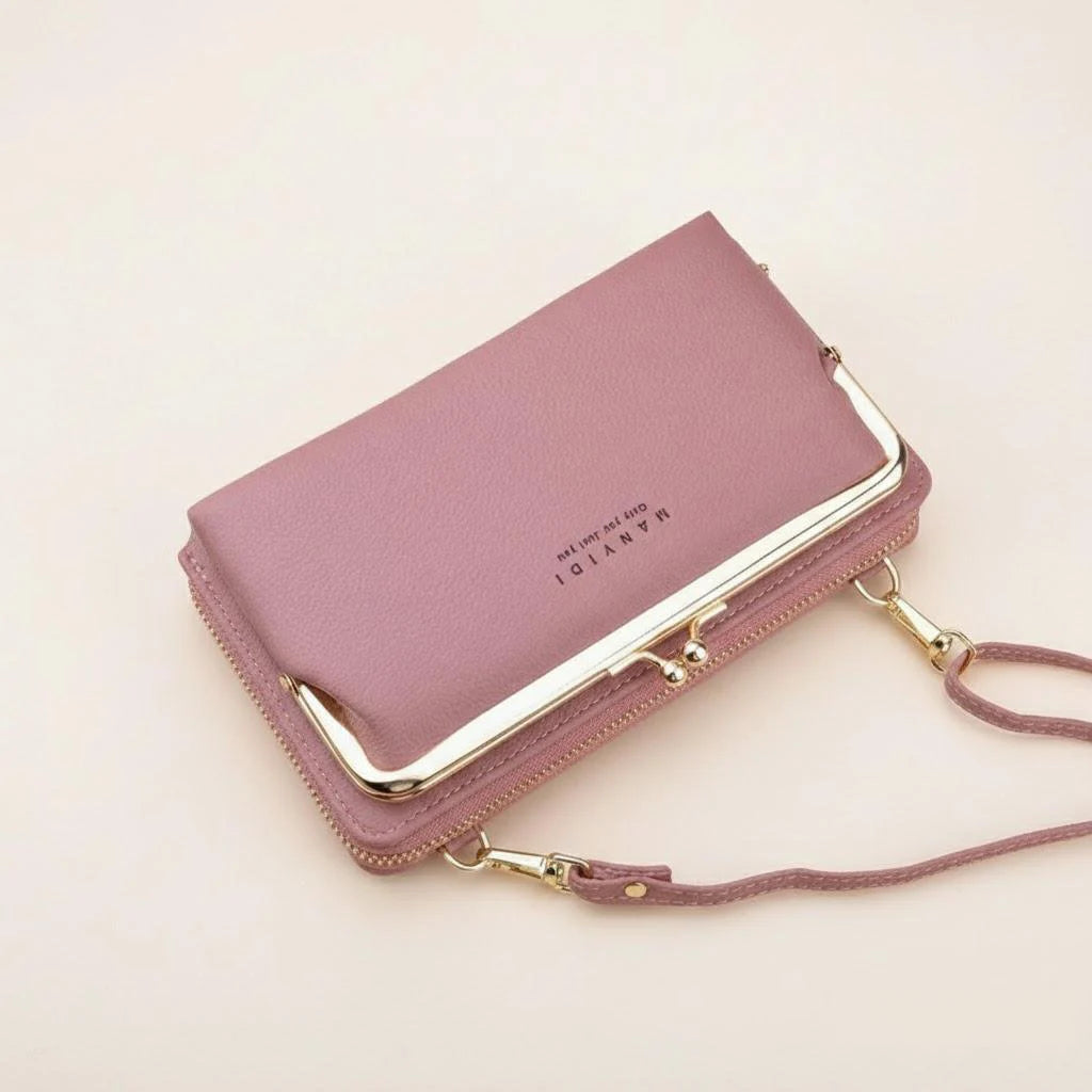 Ladies Crossbody Bag PU Leather Handbag Women Travel Casual Shoulder Bag Everyday Use Double Layer Mobile Wallet Clutch Purse