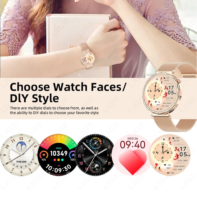 LIGE 2025 Smart Watch Women Full Circle Touch Screen Bluetooth Call Men Smartwatch Waterproof Sport Activity Fitness Watch Women