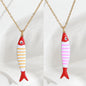 Cute Colorful Enamel Fish Pendant Necklaces For Women Girls Lovely Stainless Steel Gold Color Summer Waterproof Beach Jewelry