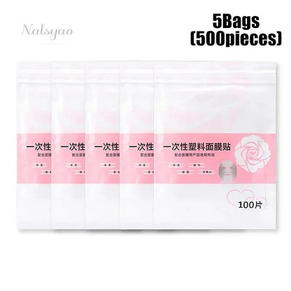 100-500pcs Disposable Plastic Film Face Mask Neck Stickers Transparent Wrap Facial Beauty Makeup Tools Cleaner Skincare
