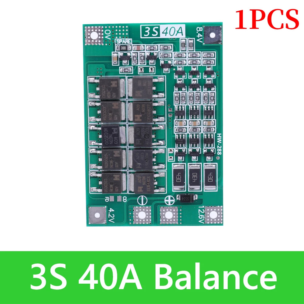 BMS 3S/4S 5A 10A 20A 25A 40A 60A Płytka zabezpieczająca ładowarkę do akumulatorów litowo-jonowych 18650 do wiertarki 12 V z funkcją wzmocnienia/balansu