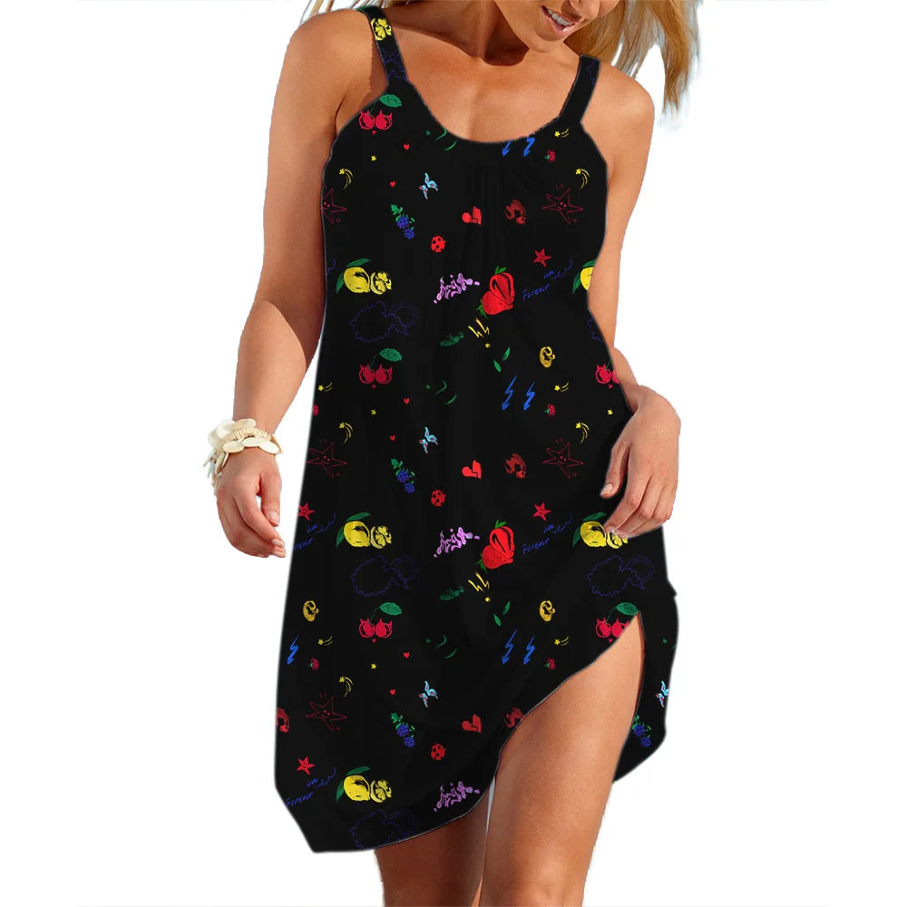 Summer Women's Slip Dress Casual Clothes Sale Lady Pastoral style Flower Streetwear Woman Loose Dresses Girl Sleeveless Skirt
