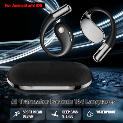3-in-1 Smart AI Translation Earbuds 144 Languages Real-Time Simultaneous Translate HiFi Smart Headphones for Android iOS 2026