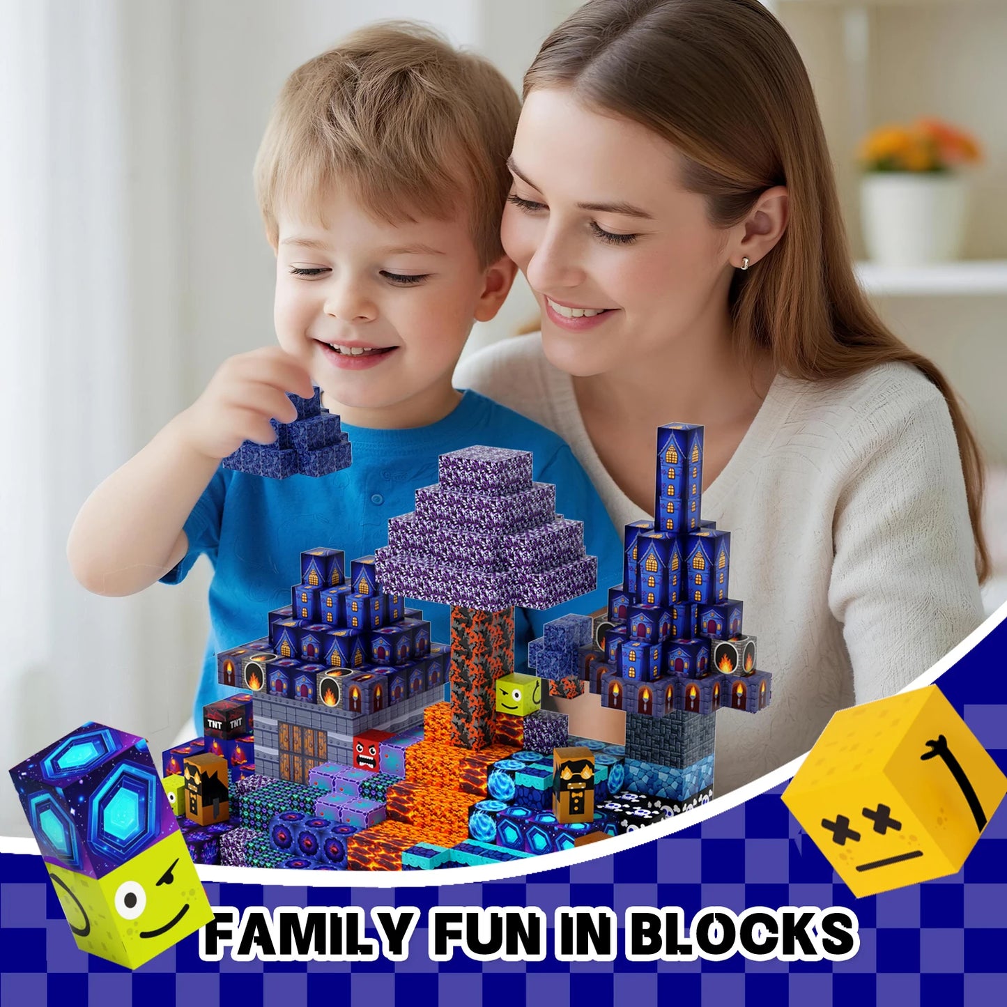 200PCS Light Up Magnetic Building Blocks Tiles, STEM Educational Building Blocks for Kids Ages 3+, Montessori Toddler Toys