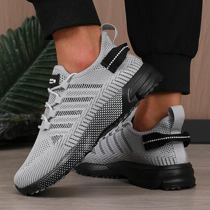 Men's Breathable Running Shoes Anti Slip Casual Fashionable Outdoor Training Hiking Shoes Outdoor Knitted Lace Up Men's Shoes