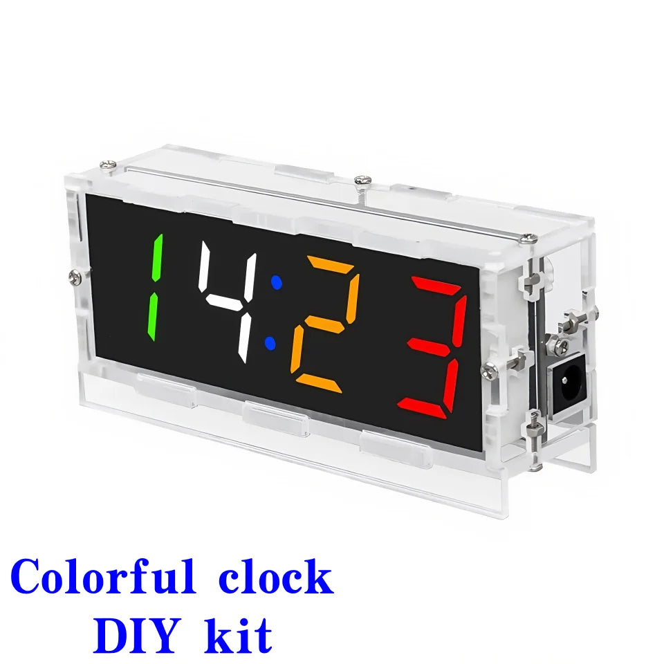 Colorful DIY Digital Clock Kit Display Date Week Temperature Alarm Soldering Project Learning Practice Solder Diy Electronic Kit