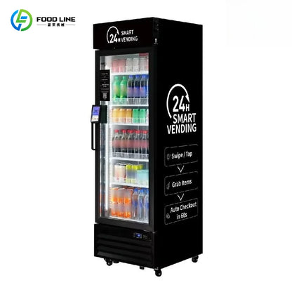 Customized Smart Fridge AI Camera Automatic Vending Refrigerated Snacks Beverage Machine