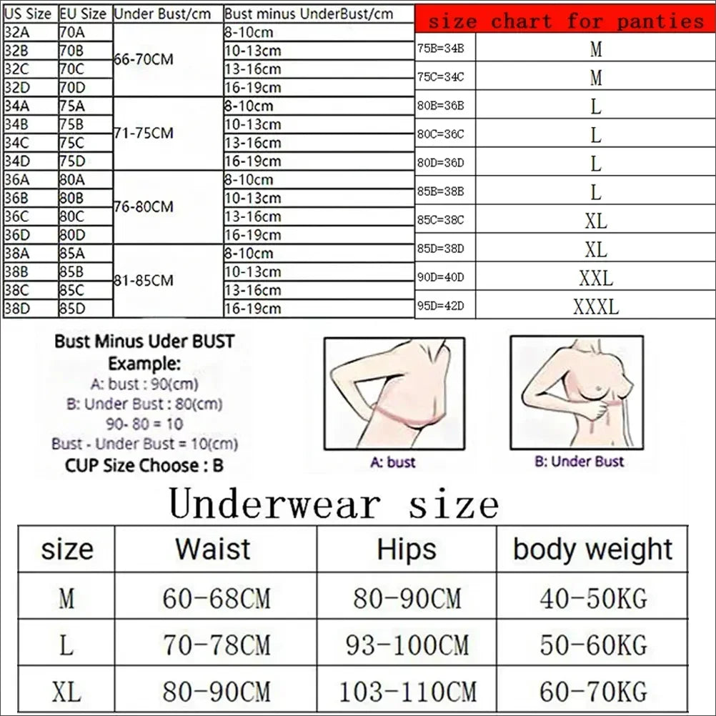Victoria's Secret Lingerie Set Heart Pattern Trim Stretchy Breathable underwear Set Women's Sexy Lace Bralette Bra and Panty Set
