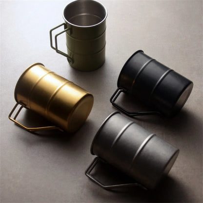 Outdoor 304 Stainless Steel Marco Mug, Industrial Style, Retro Old Creative, Coffee, Camping, Picnic, Beer Mugs
