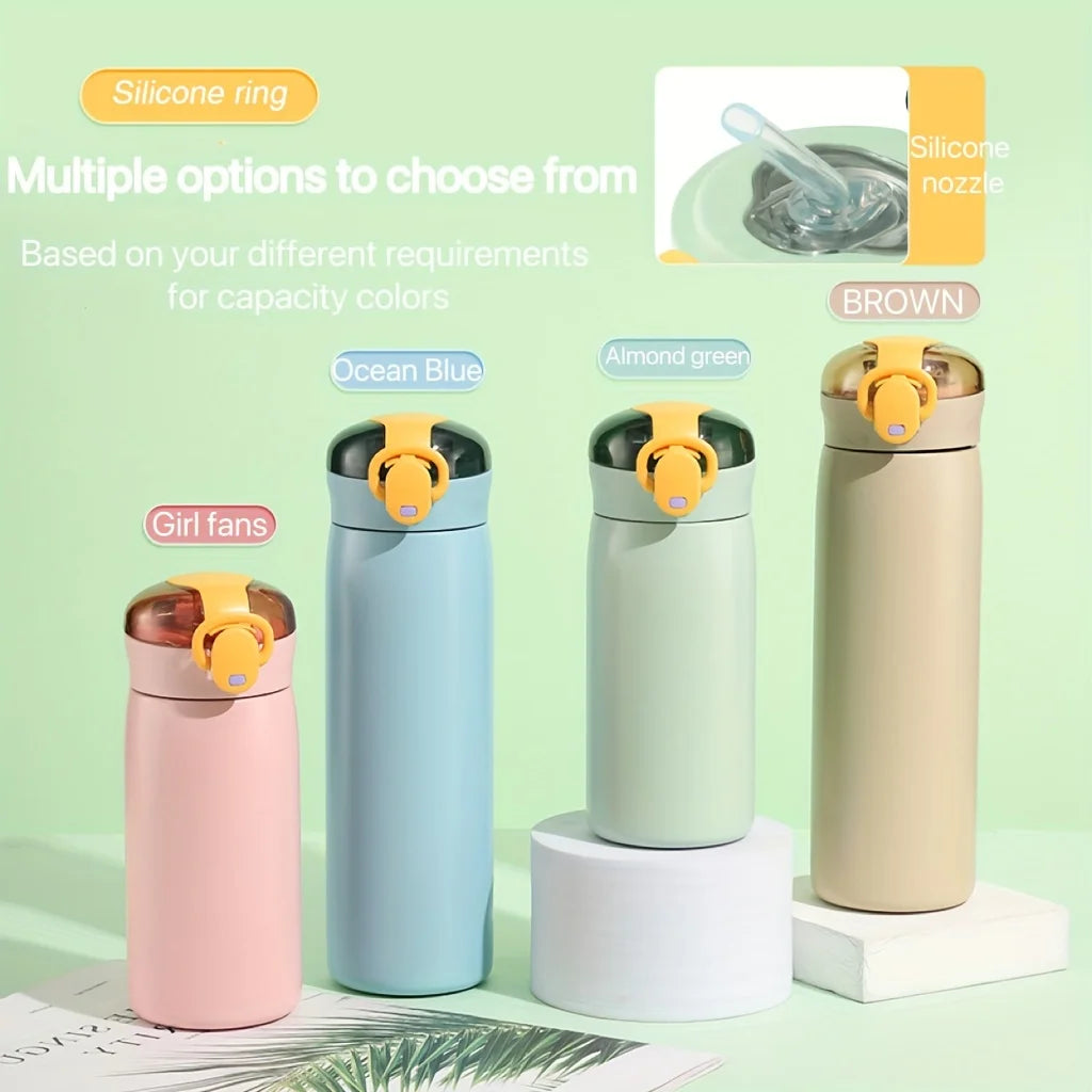 Ladies Insulated Cup With Straw Pop Up Lid Portable Minimalist Water Bottle Couple Vacuum Mug For Daily Use