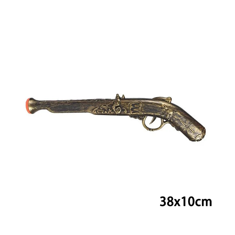 Vintage Carved Pirate Toy Gun 3D Relief Pistol Model Ornament Plastic Simulation Collection Non-shooting Halloween Cos Prop