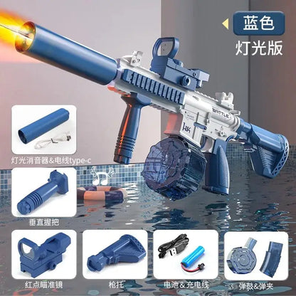 Water Gun Electric M416 Pistol Shooting Lighting Toy Gun Full Automatic Summer Pool Beach Toy For Kids Children Boys Girls Adult
