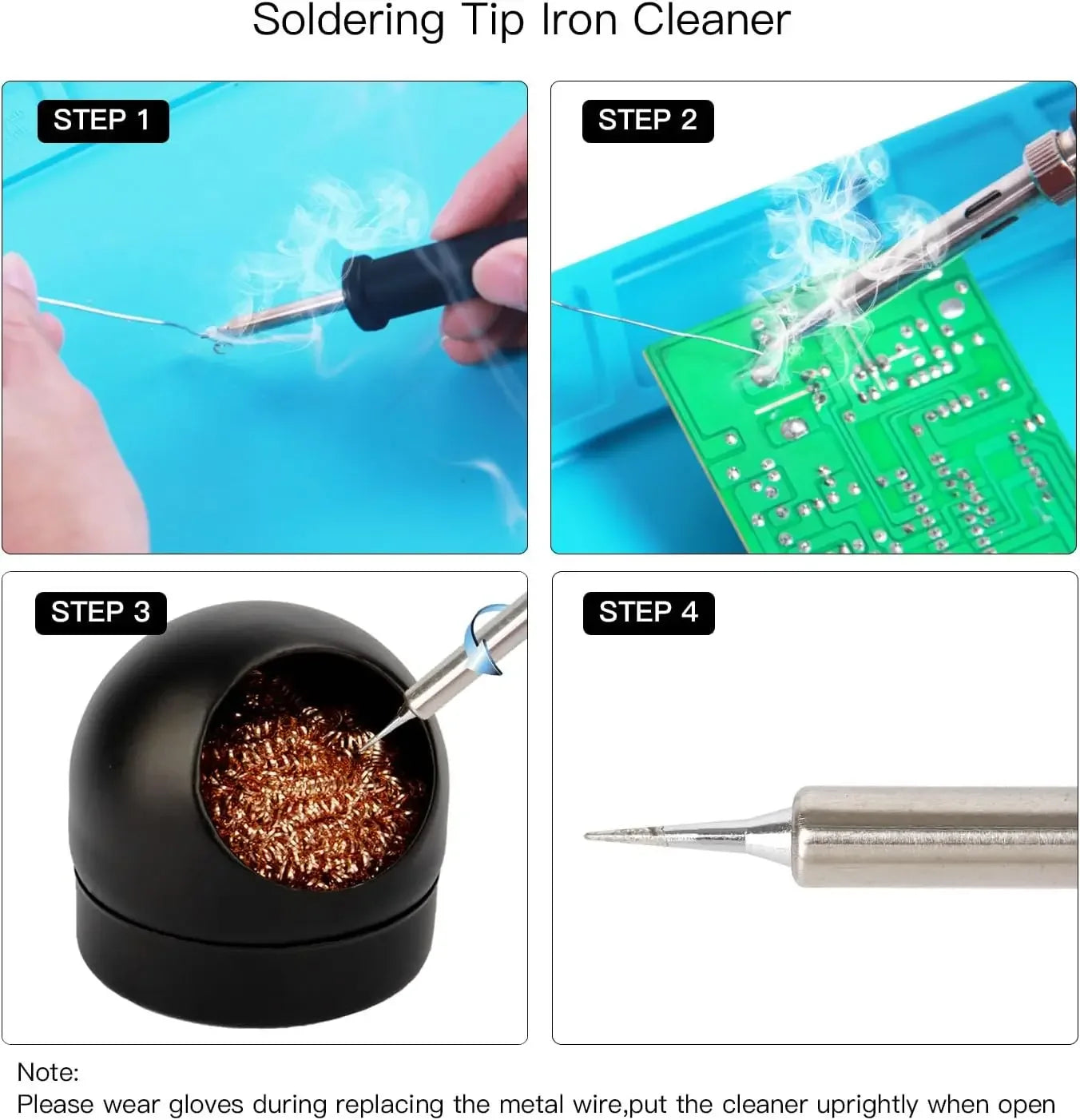 Soldering Iron Tip Cleaner Desoldering Cleaning Ball Tin Remover Soldering Iron Mesh Filter Welding Metal Wire Stand Steel Ball