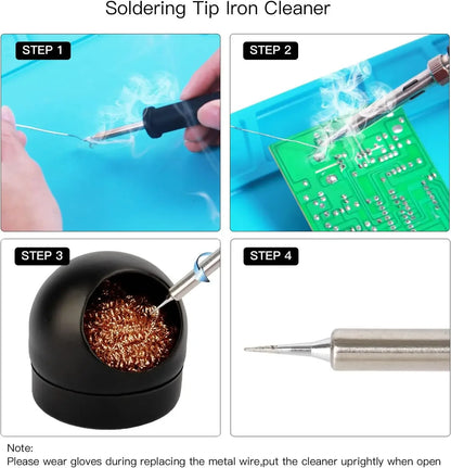 Soldering Iron Tip Cleaner Desoldering Cleaning Ball Tin Remover Soldering Iron Mesh Filter Welding Metal Wire Stand Steel Ball