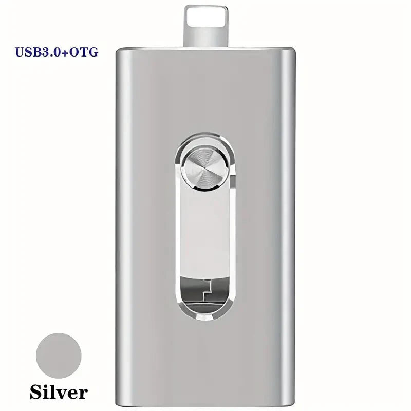 4-in-1 USB 3.0 External Flash Drive for iPhone & Type-C & Android & PC, Easy Backup and File Transfer, Photo Stick Memory Stick