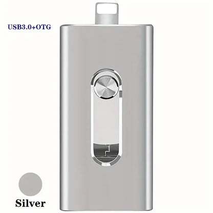 4-in-1 USB 3.0 External Flash Drive for iPhone & Type-C & Android & PC, Easy Backup and File Transfer, Photo Stick Memory Stick