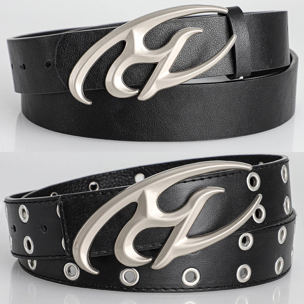 New Stylish Irregular Alloy Buckle Waist Belt, Casual Retro Punk Y2k Belt ，For Men Women Trendy Accessory Belts ，For Ideal Gifts