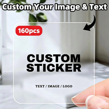 1‑200Pcs Square Custom Stickers,Personalized Text Image Labels for Party Guests,Gift Favors,Handmade Projects&Celebration Decor