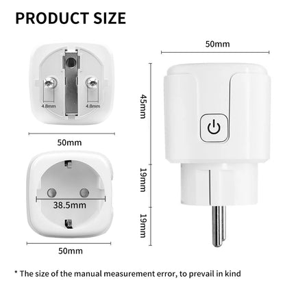 TNCE Tuya Wifi Plug 20A Smart Socket EU Power Monitor Remote Control switch Smart Life APP Works with Alexa Googl Home Alice