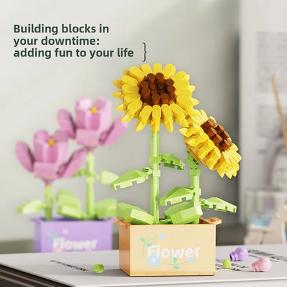 Bouquet Flower Mini Diy Building Block Toys for Children Bricks Blocks for Adults Constructor Micro Bricks Construction Set Gift