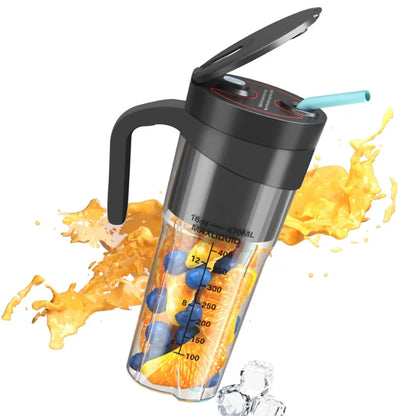 Portable Electric Juicer USB Rechargeable Multifunctional Blender Juicer Cup Suitable for Juice Milkshakes 6 Blades Cutter 470ML