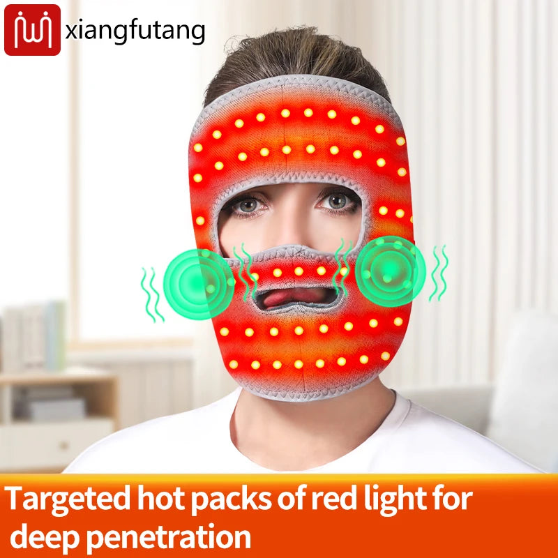 Electric Heated Facial Mask Red Light Facial Massager Relieves Facial Muscle Relaxation Hot Compress Anti-fatigue