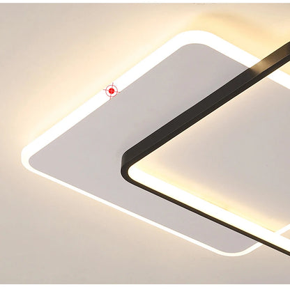Modern Minimalist Led Ceiling Lamp For Bedroom Black White Design Ring Chandelier Living Room Study Loft Smart Light Fixtures