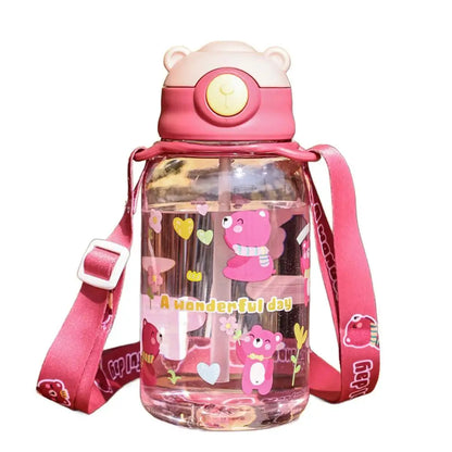 Cute Kids Water Bottle with Straw Free BPA Leakproof Outdoor Portable Children's Cups School Water Bottle for Children
