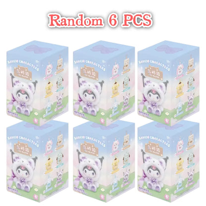Sanrio Family Fox Island & Blue Flutter Series Vinyl Plush Blind Box Cute Cartoon Hello Kitty Kuromi Pendants Girl Bag Toy Gifts