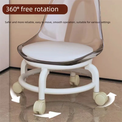 New Transparent Small Stool Universal Wheel Simple Low Chair Multifunctional Noiseless Backrest Seat Household