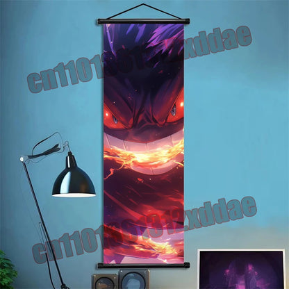 Pokemon Anime, Bulbasaur, Charizard, Eevee, Pikachu, Print Art White Canvas Scroll Painting Modern Room Decor Wall Art Painting