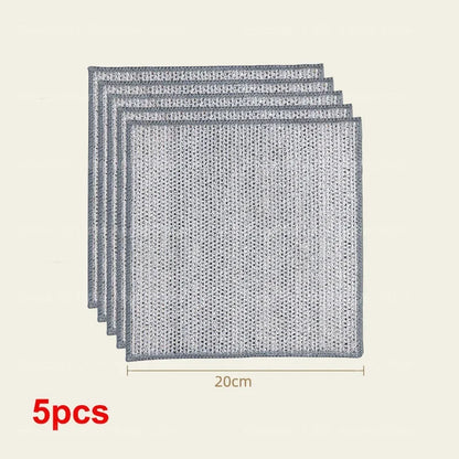 20/5Pcs Thickened Steel Wire Cleaning Cloth Non-Scratch Double-layer Iron Microfiber Mesh Dishrag Washing Pot Rags Kitchen Towel