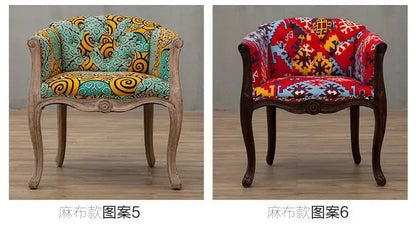Leisure Sofa Chair, Solid Wood Antique Dining Chair, European Hotel Dining Chair, Living Room Leisure Sofa,Support Customization