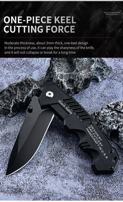 High-hardness outdoor folding knife, portable small straight knife for camping, stainless steel pocket knife, men's fruit knife
