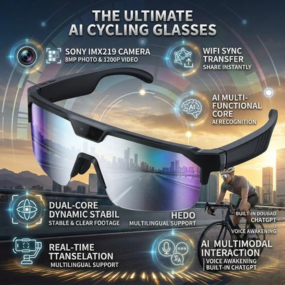 AI Smart Glasses 2026 New, 1200P HD Camera, 30MP Photo, Real Time Translation, Voice Control, Wireless 5.3 for Outdoor Vlog Use