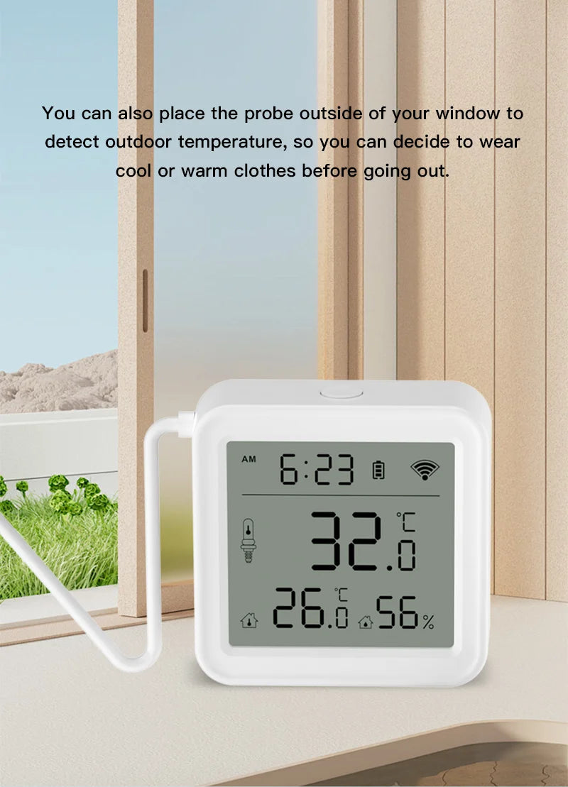 Tuya Zigbee WiFi Temperature and Humidity Sensor with External Probe Smart Home Thermometer work with SmartLife,for Refrigerator