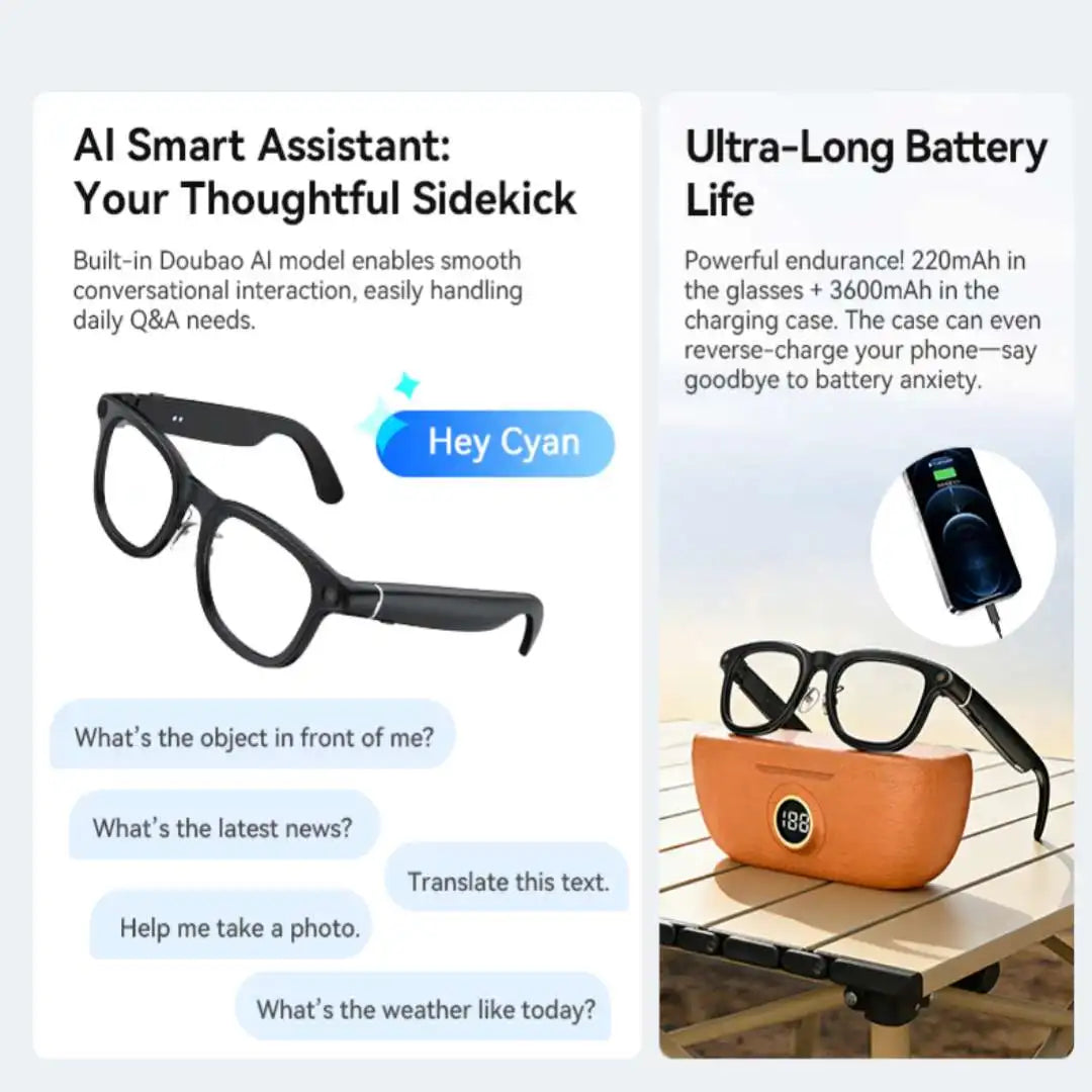 2026New AI Smart Glasses Minimalist Premium Bluetooth Calling Real-time Translation/4K Video Ultra-light TR90 Compatible Eyewear