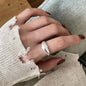 PANJBJ 925 Sterling Silver Lotus Ring For Women Retro TextureJewelry Irregular Creativity Adjustable Jewelry Party Gift Dropship