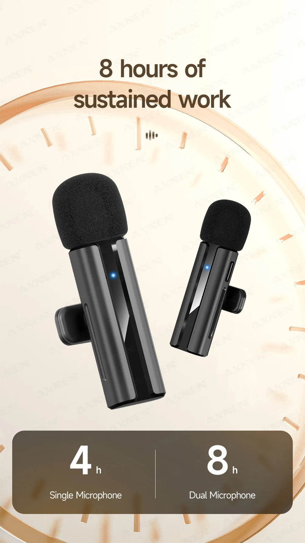 2-in-1 Wireless Lavalier Microphone for iPhone Android, Mini Pro Lapel Mic with Noise Reduction & Pickup for Vlog Live Recording