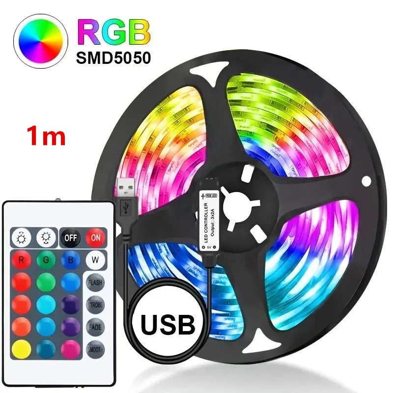RGB Ambient Light Strip USB 5V LED 5050 Music Sync Flexible Tape Smart Home Lights Remote APP Control for Room TV DIY Decoration