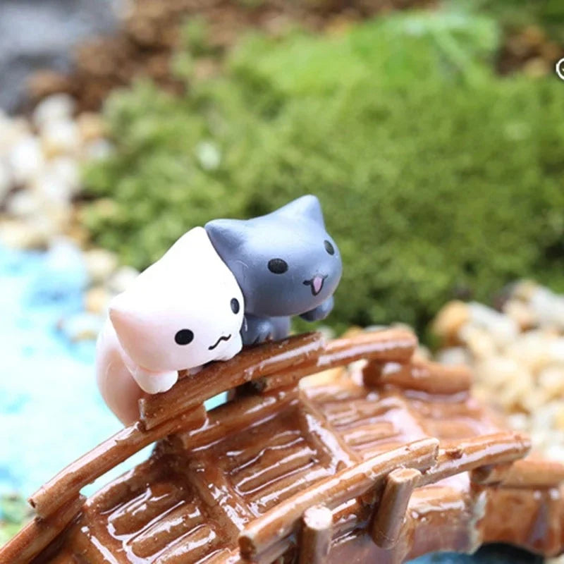 6 Pcs/Set Cartoon Lucky Cat  Home Garden Bonsai Decorations Miniatures Gift Lovely Micro Landscape Kitten Miniature Craft