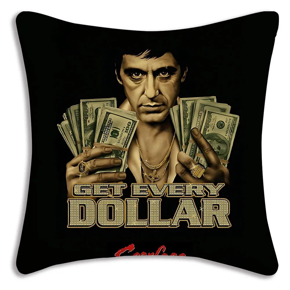 Hot Classic Movie Scarfaces Pillow Covers Cartoon Sofa Decorative Home Double-sided Printing Short Plush Cute Cushion Cover